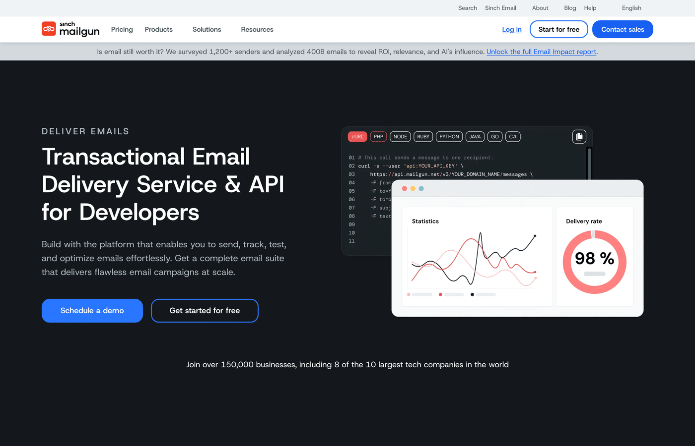 The Mailgun homepage