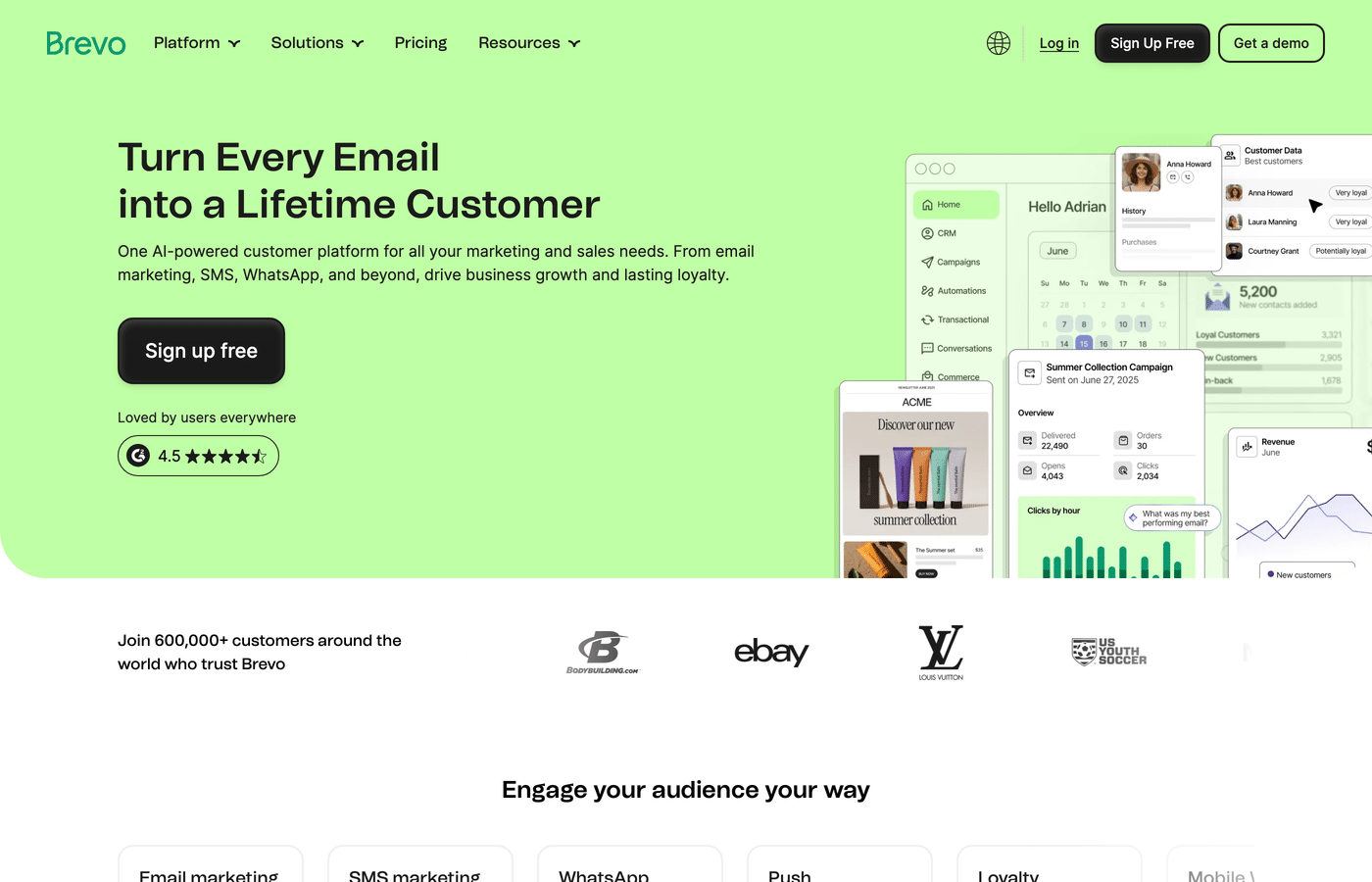 The Brevo homepage