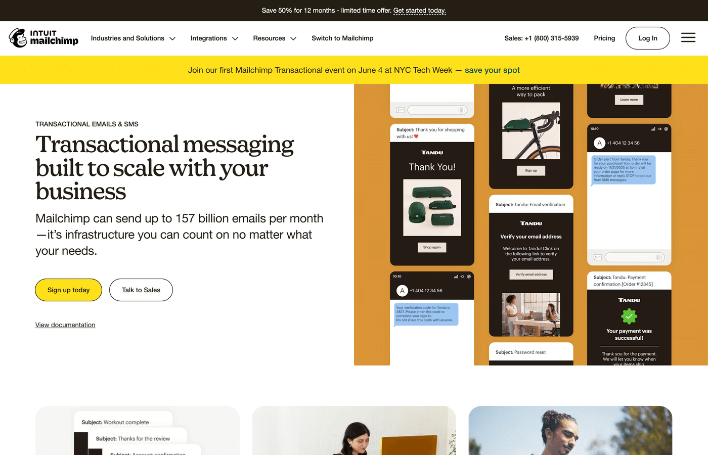 The Mailchimp Transactional Email homepage