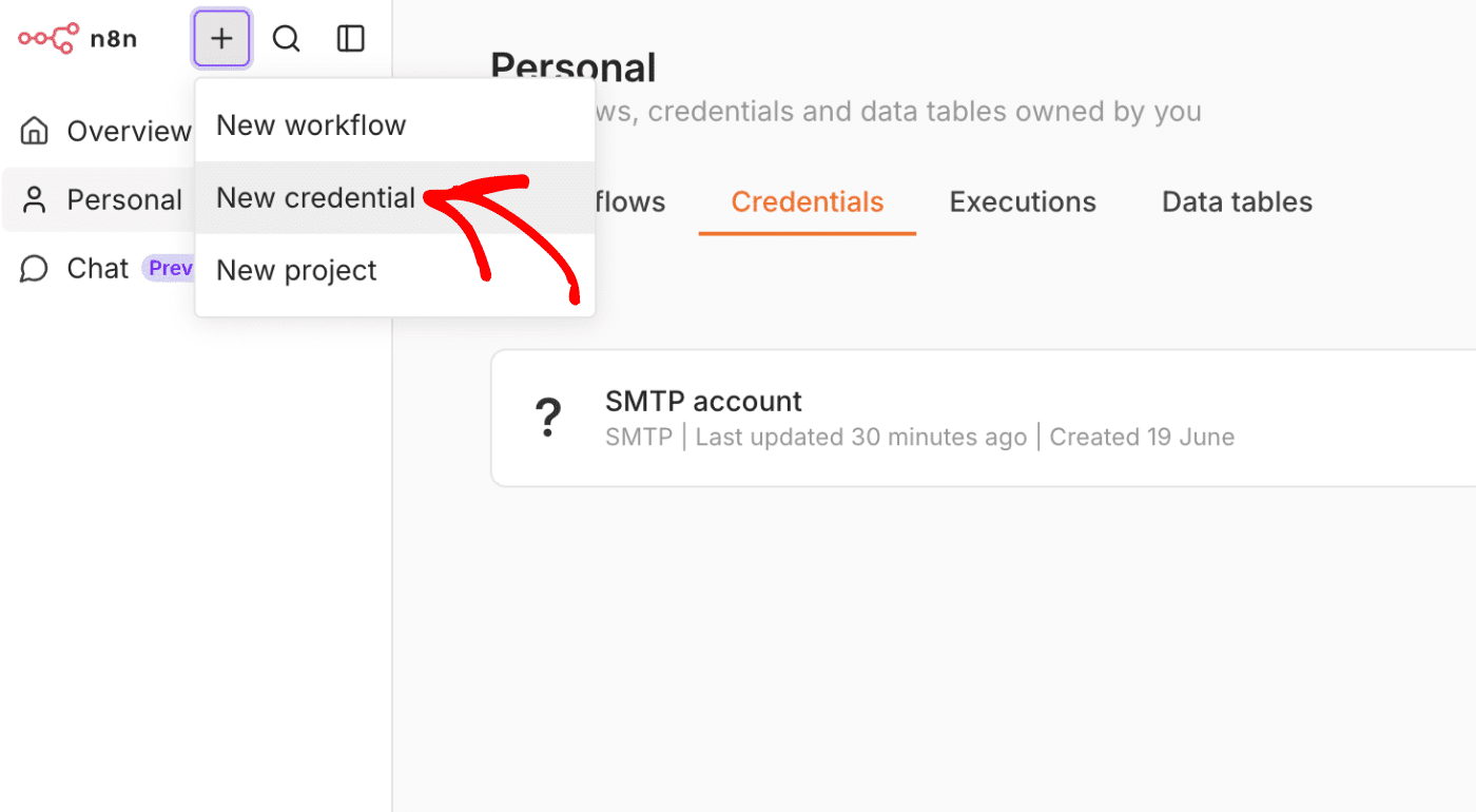 Add new credential