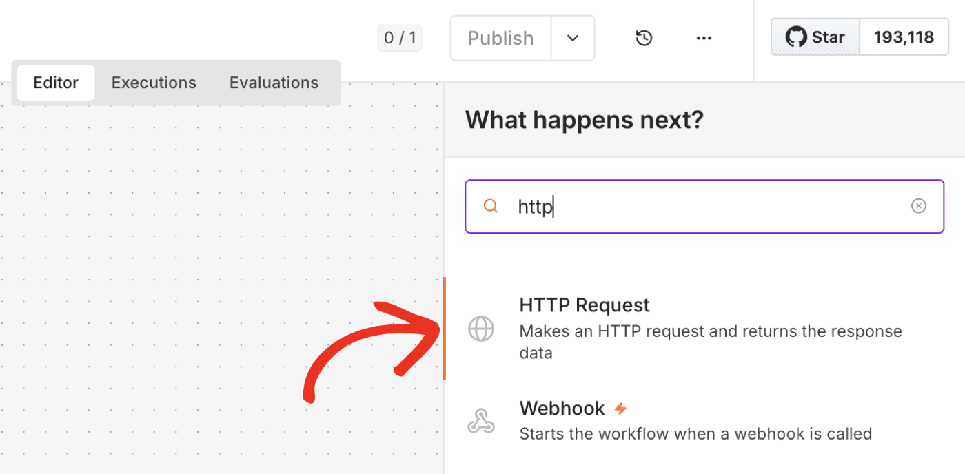 n8n node panel showing the Send Email, Gmail, and HTTP Request nodes
