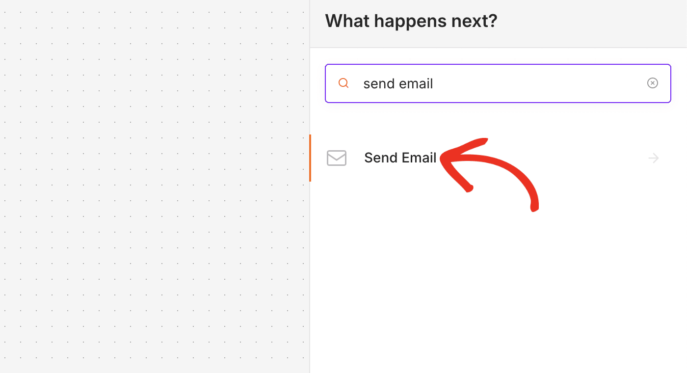 Select the Send email node