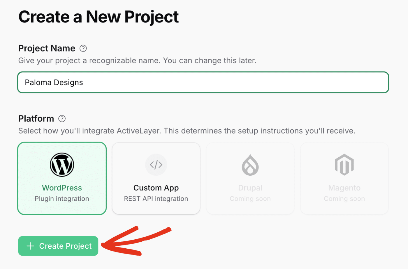 Create new project