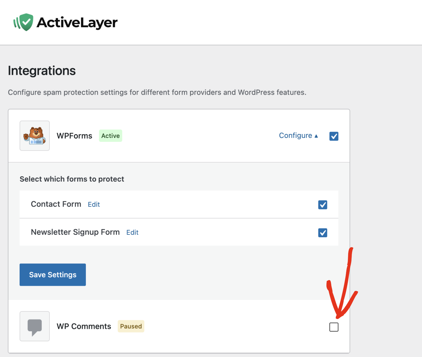 Enable comment checks