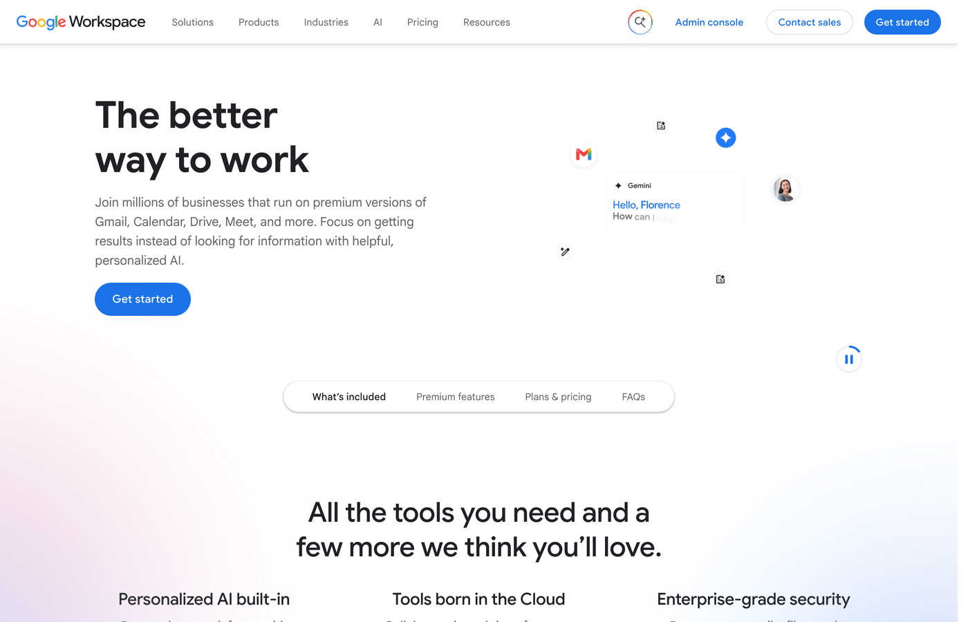 Google Workspace homepage