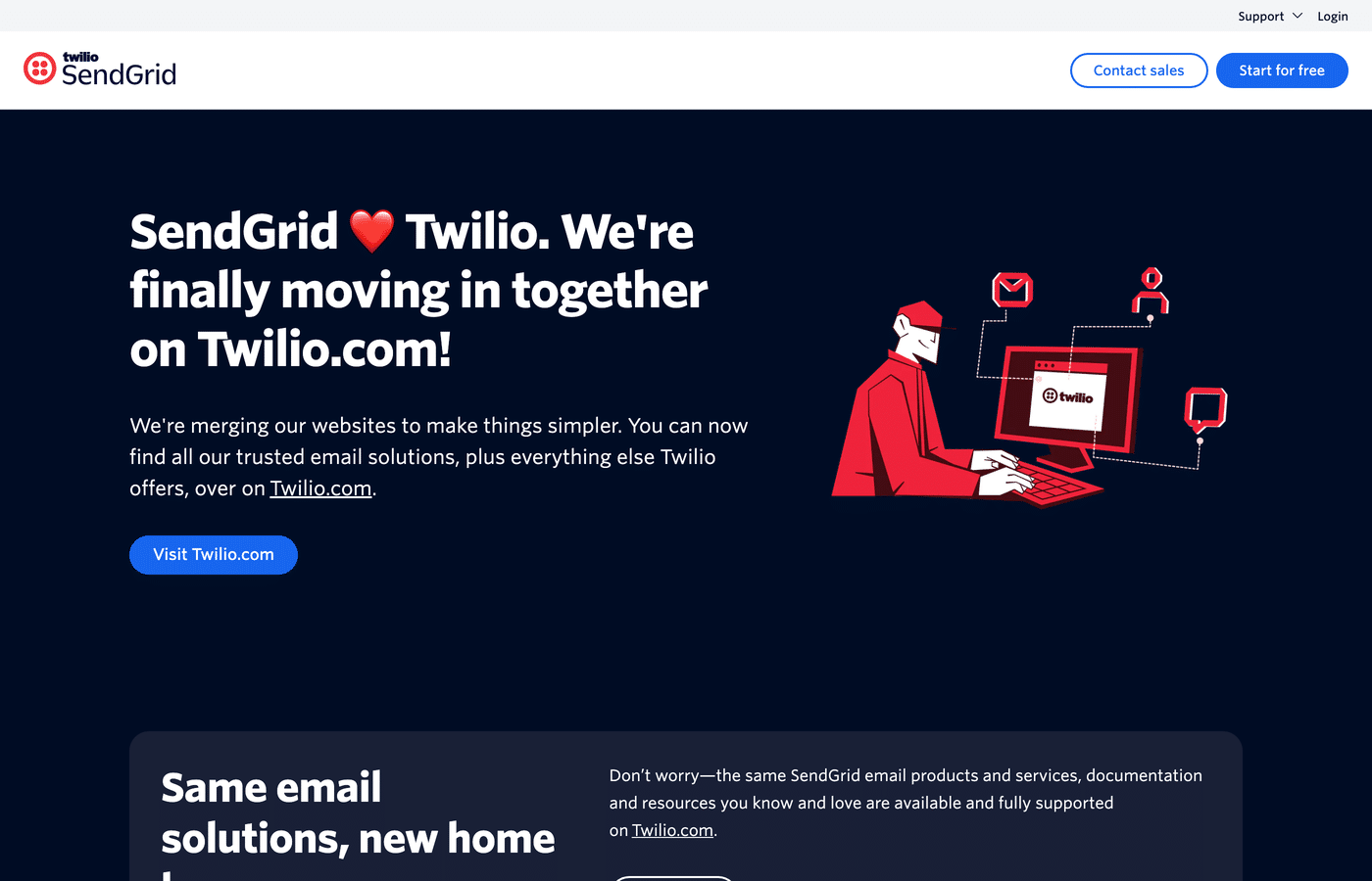 SendGrid homepage
