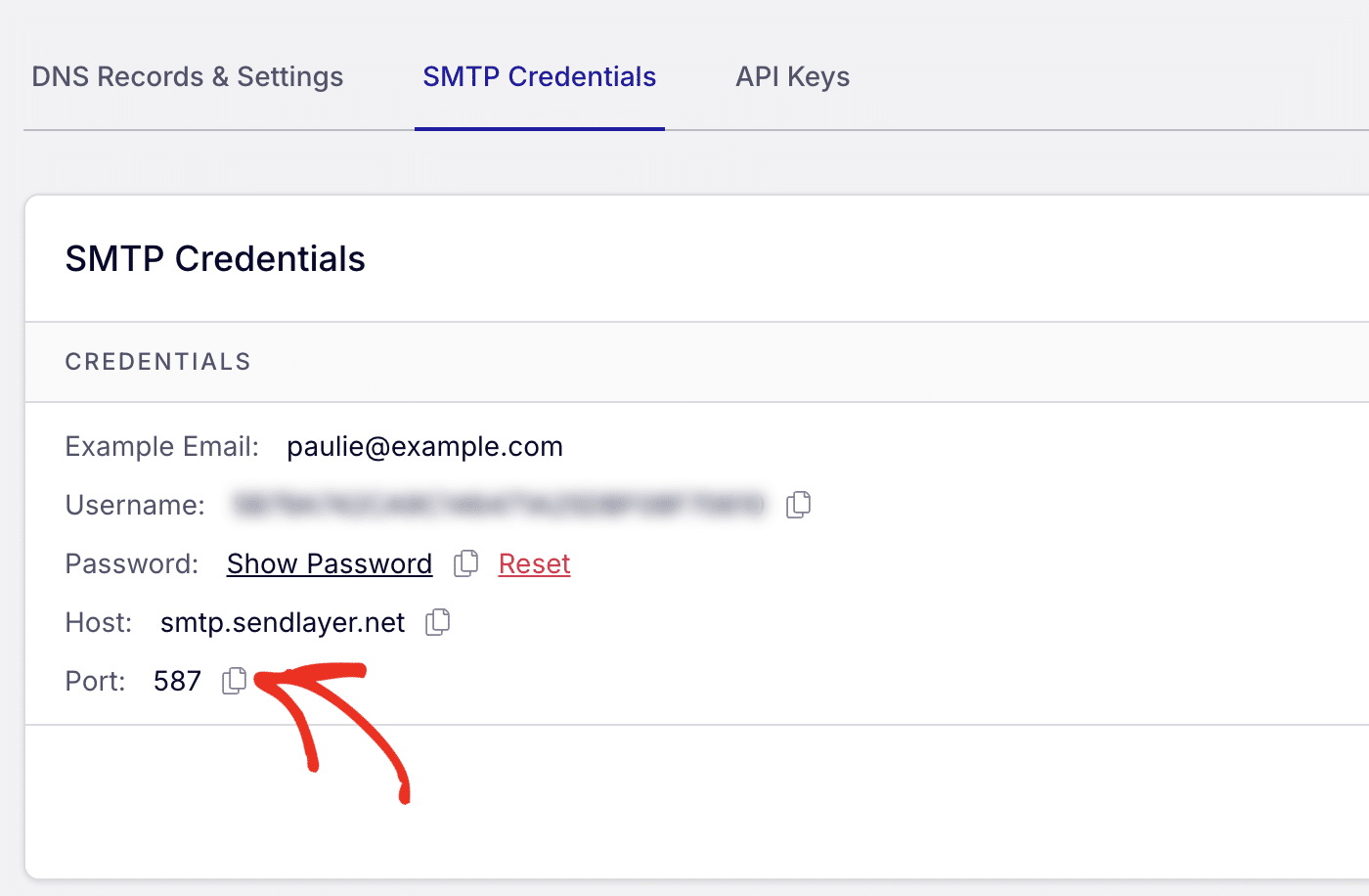 SendLayer SMTP port number