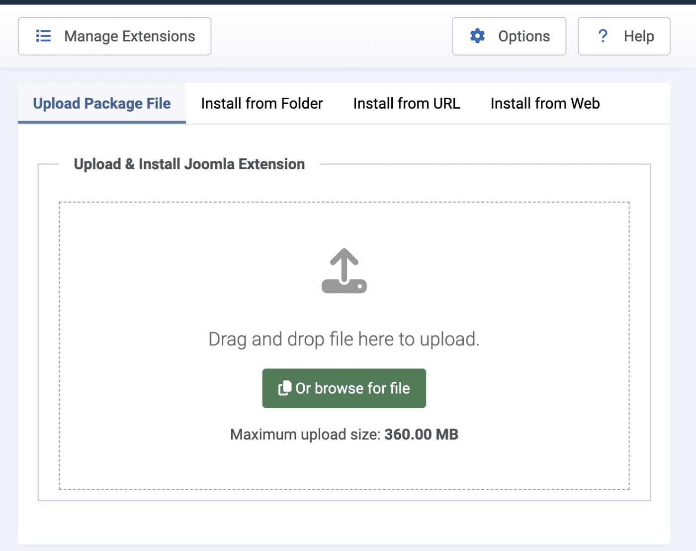 Upload Extension to Joomla