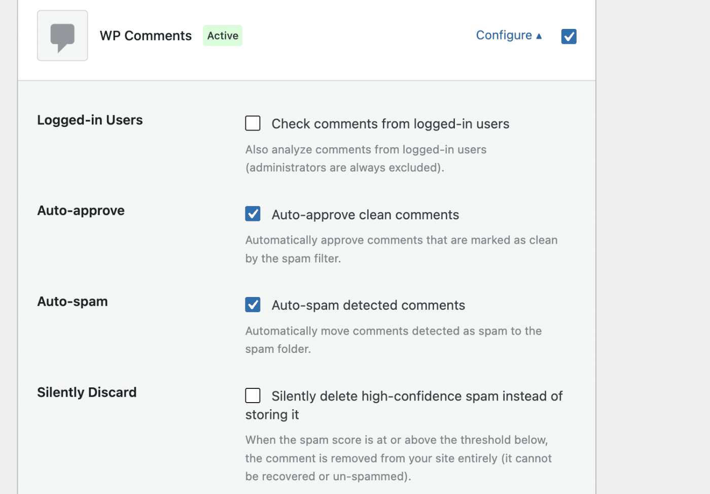 Additional options for comments