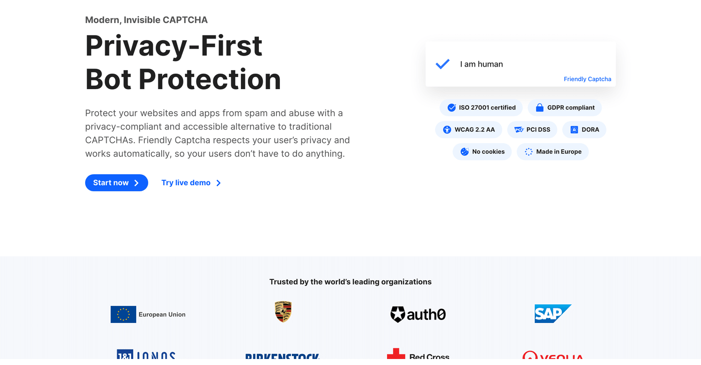 Friendly Captcha homepage