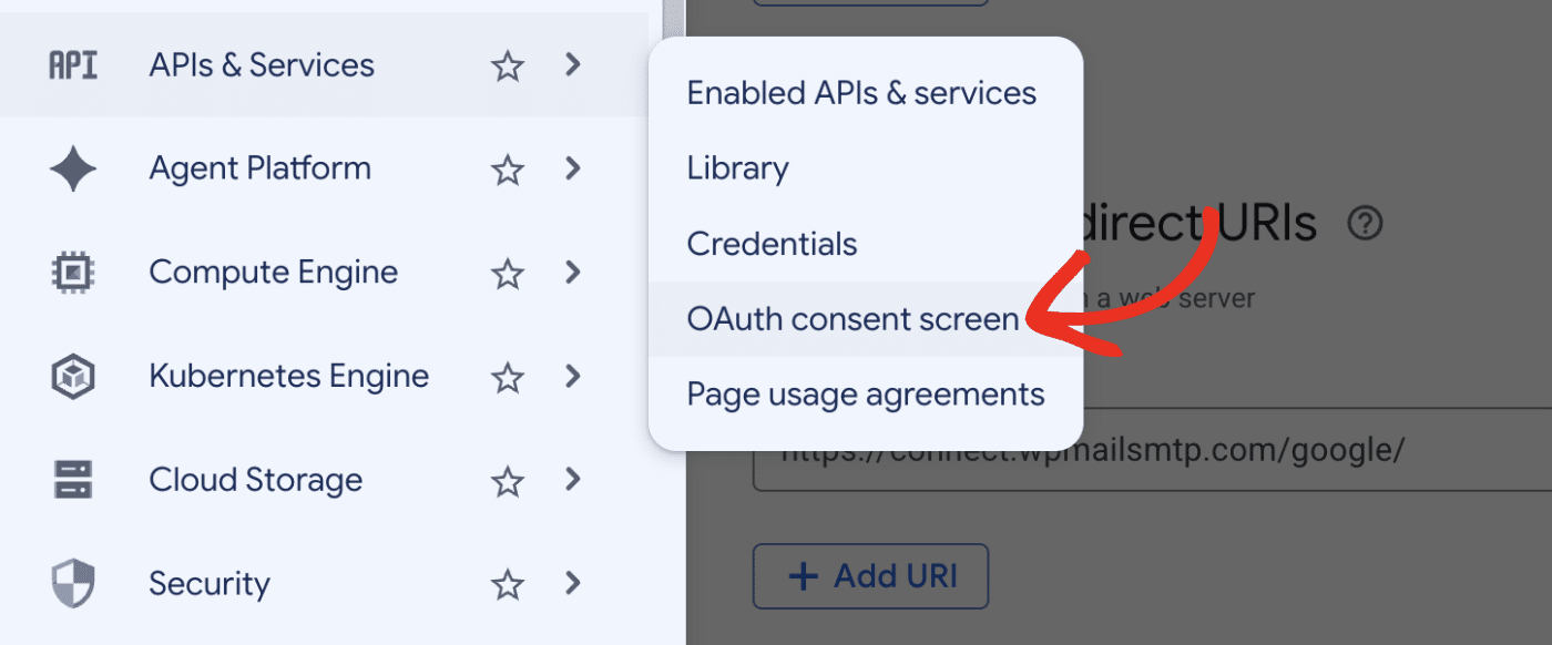 APIs and Services section