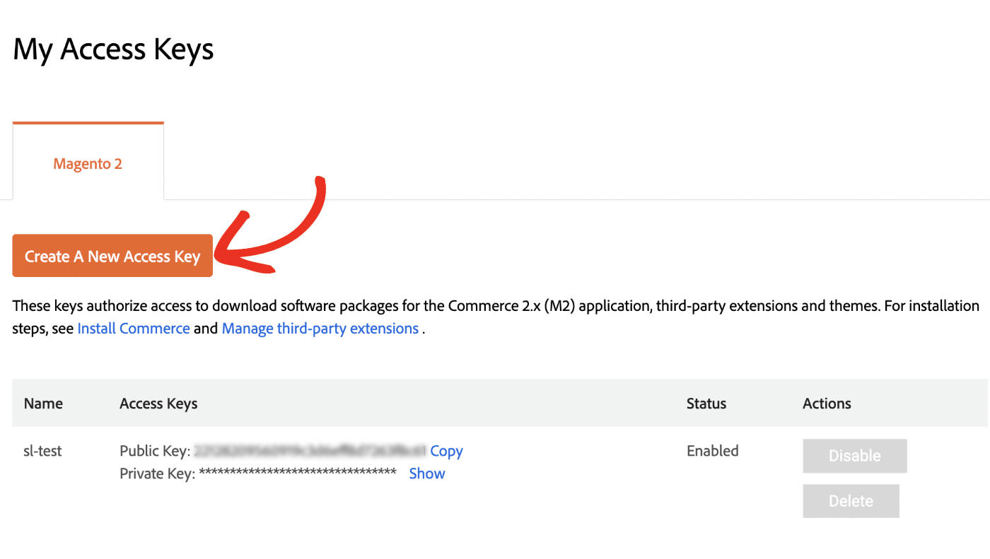 Generate access keys