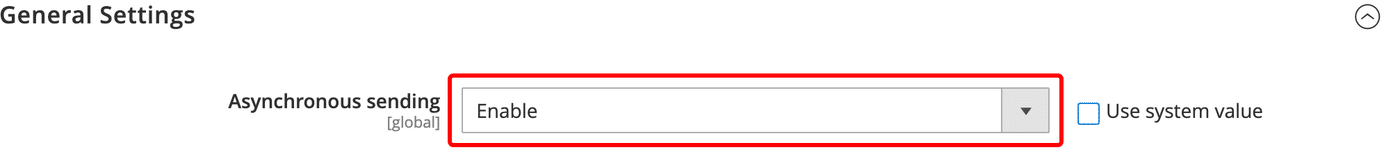 Asynchronous sending enabled in Magento Sales Emails general settings