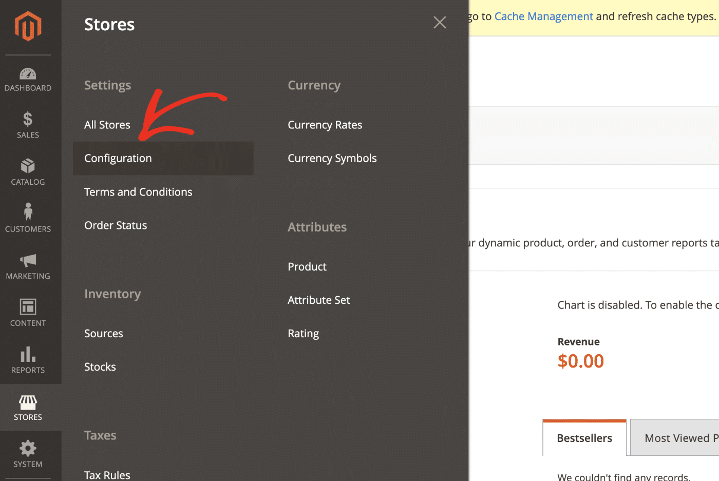 Magento stores settings