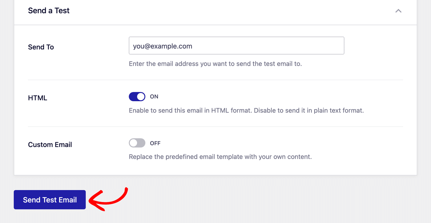 Sending a test email in Easy WP SMTP